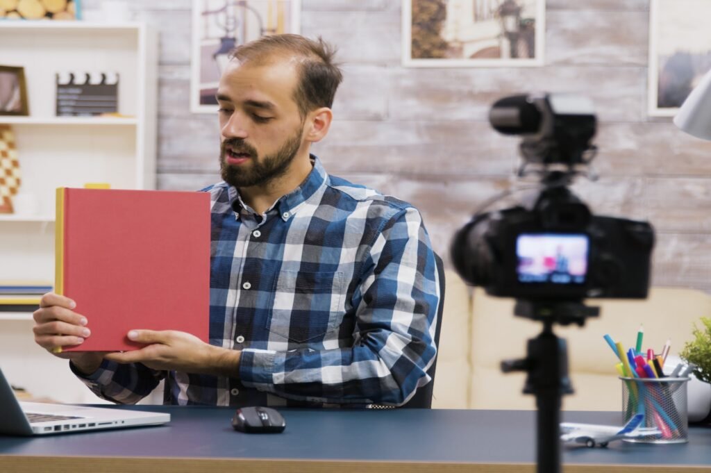 famous young vlogger recording