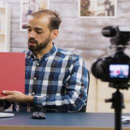famous young vlogger recording