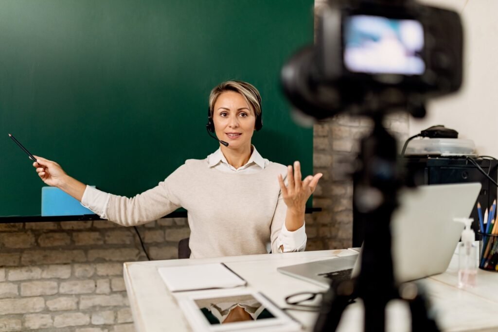 female teacher live streaming