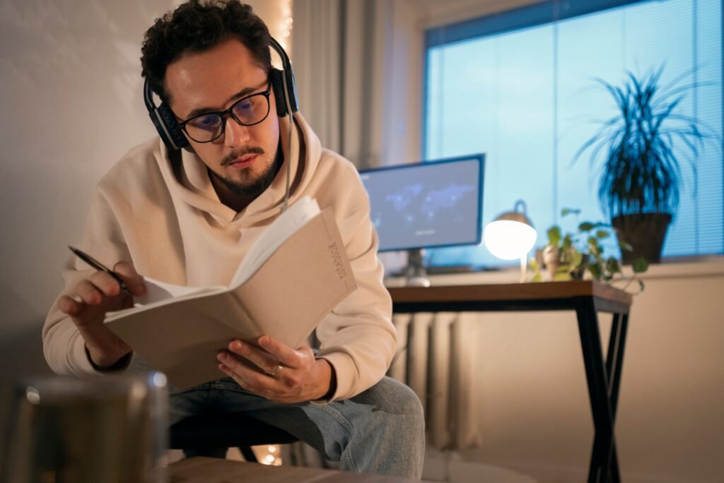 person home working late night