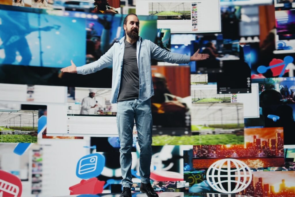 social media manager delivering live presentation